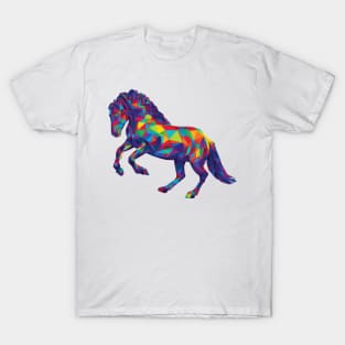 Rainbow Geometric Horse Rearing T-Shirt